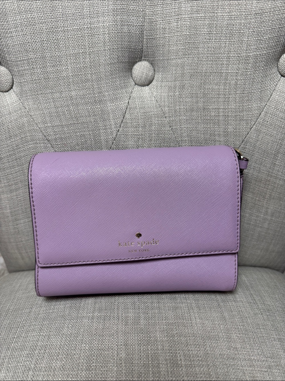 kate spade Lilac Saffiano Crossbody Bag with Gold Logo